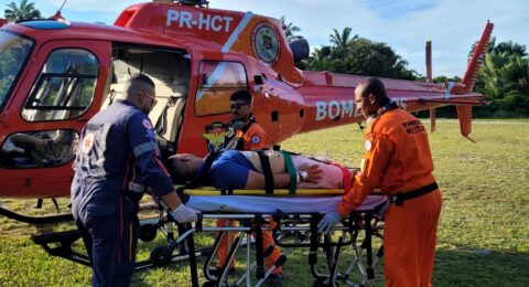 Imagem do post Helicóptero dos bombeiros transportam homem vítima de infarto