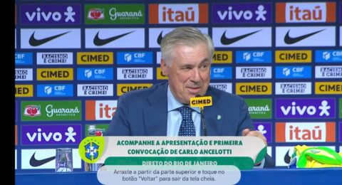 Imagem do post Carlo Ancelotti convoca a Seleção Brasileira pela primeira vez