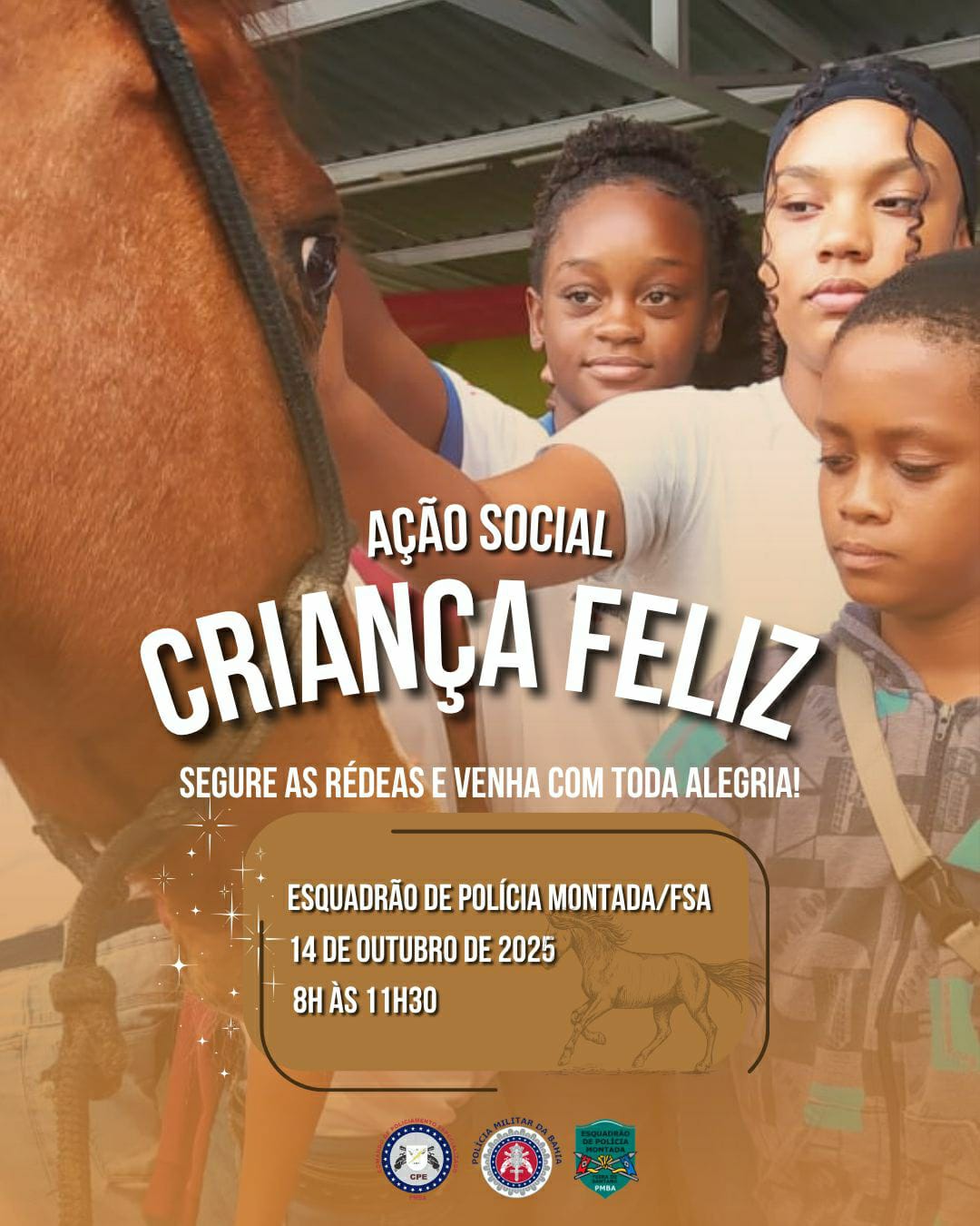 Esquadrão de Polícia Montada/F. Santana promove Ação Social Criança Feliz