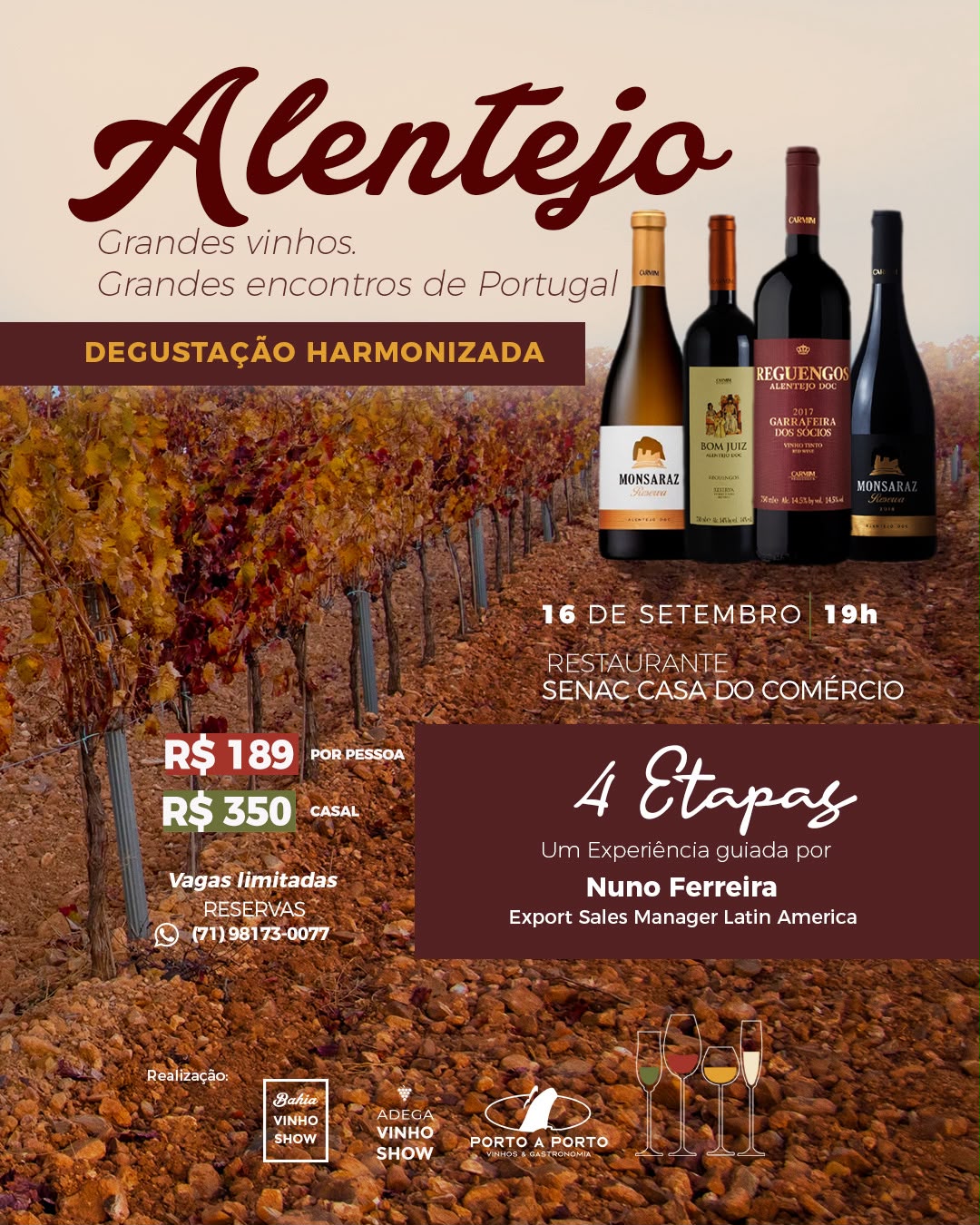 Imagem do post Alentejo: uma noite para viver os vinhos de Portugal