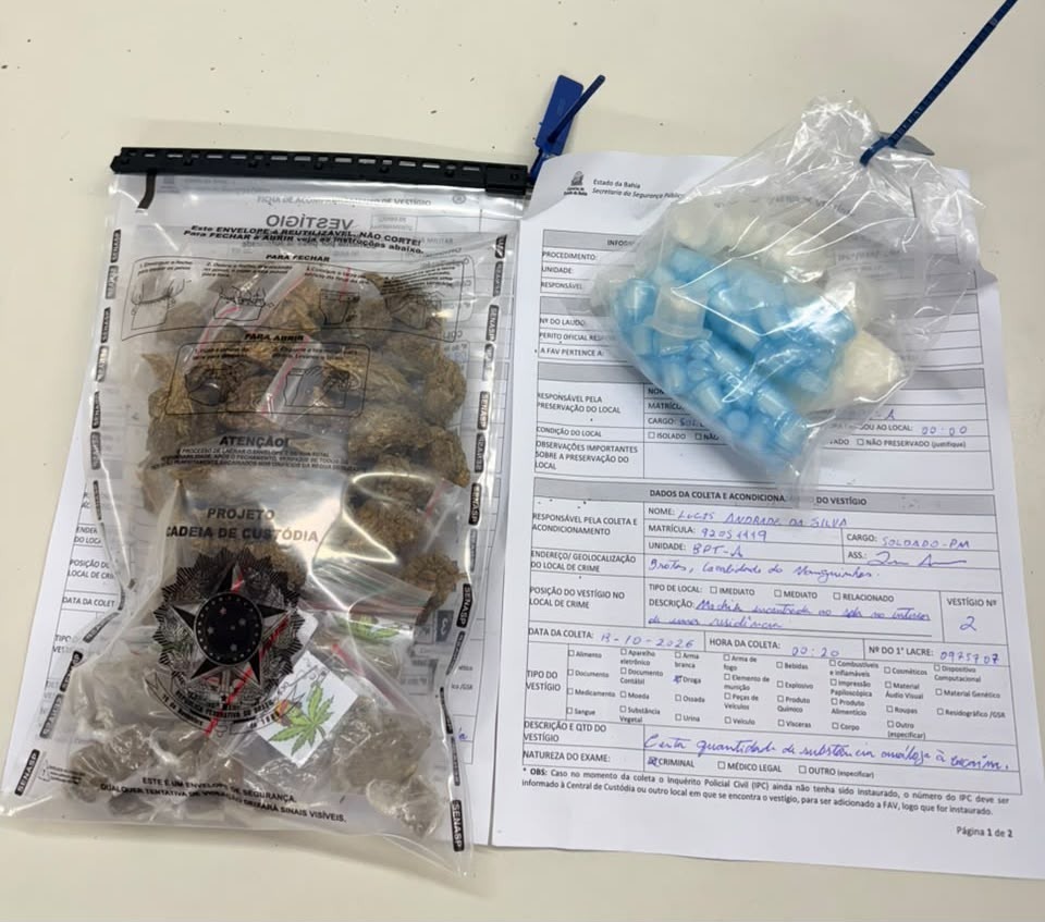 PM prende suspeito com drogas no Engenho Velho